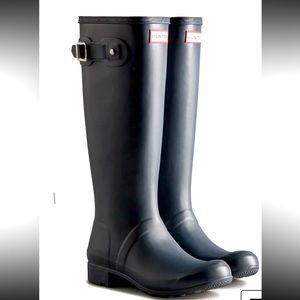Hunter Original Tall Rain Boots Navy 5M/6F excellent condition